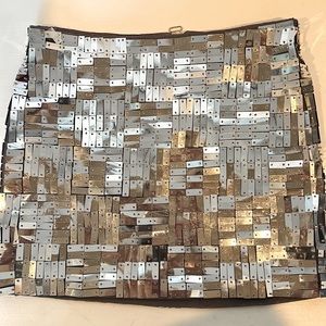 Alice and Olivia silver sequin mini skirt